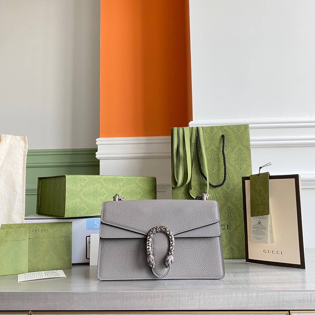 Gucci Dionysus Dupe GG Supreme Dionysus Chain Replica Shoulder Bag Gray 400249