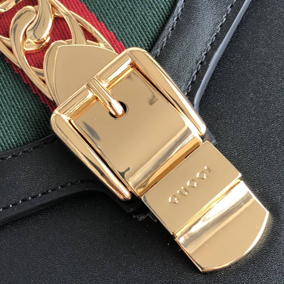 Gucci Sylvie Leather Mini Shoulder Bag Replica White Black 470270