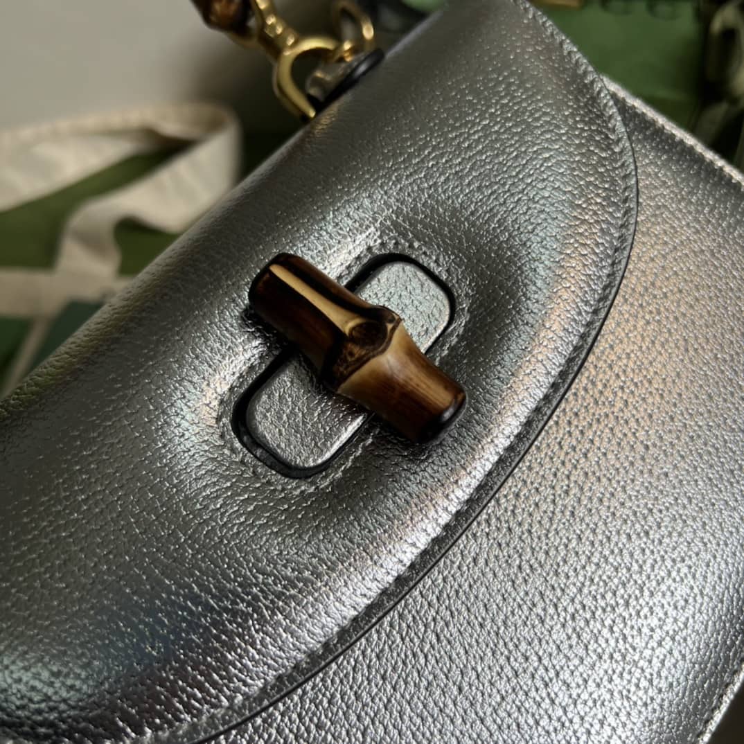 Gucci Bamboo 1947 Small Top Handle Bag 675797 Sliver Replica