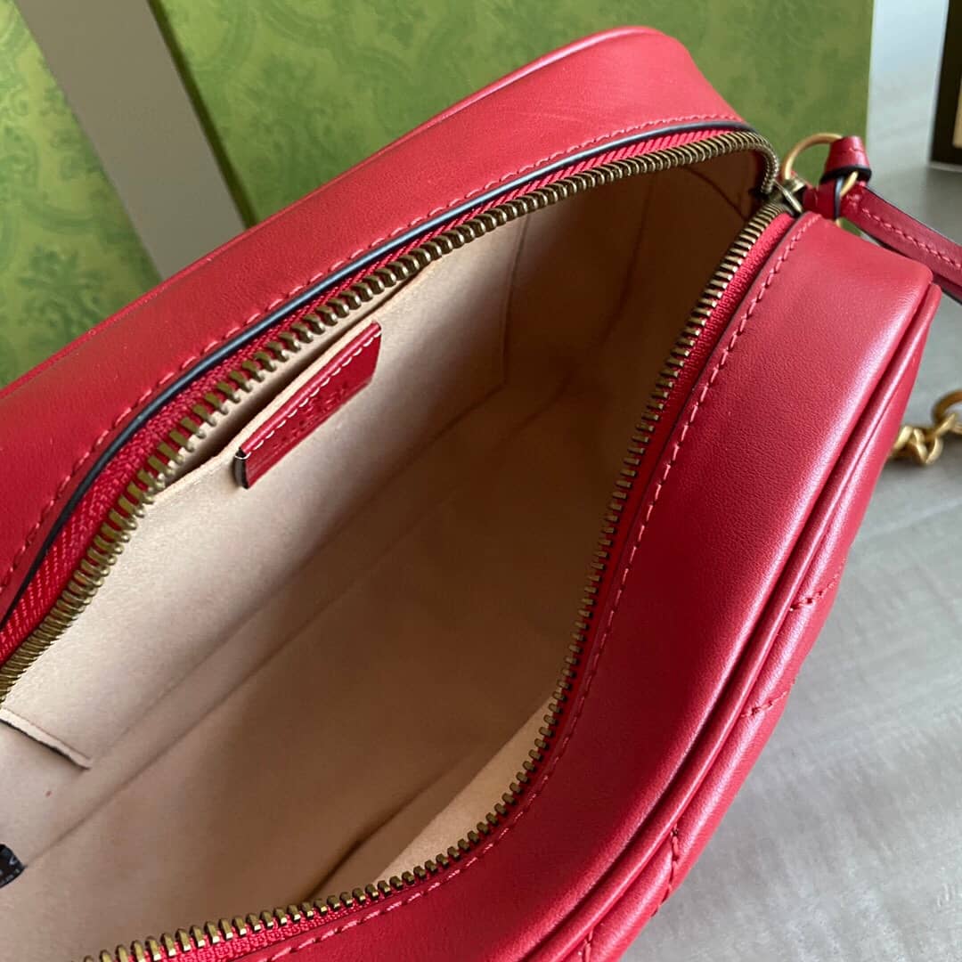 Gucci Handbag Dupes GG Marmont Small Shoulder Handbag Camera Bag Replica Red 447632