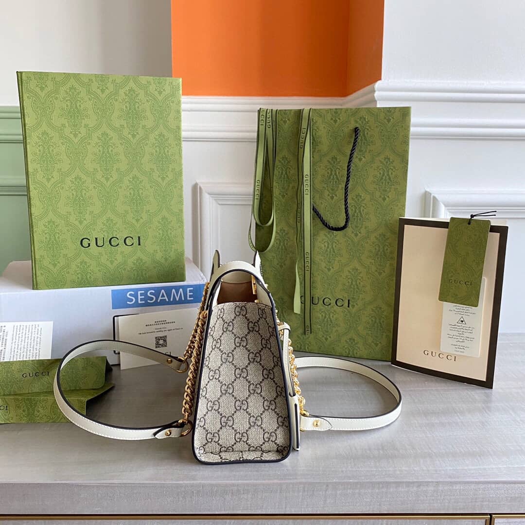 Gucci Padlock Small GG Supreme Canvas Shoulder Bag Replica White 498156