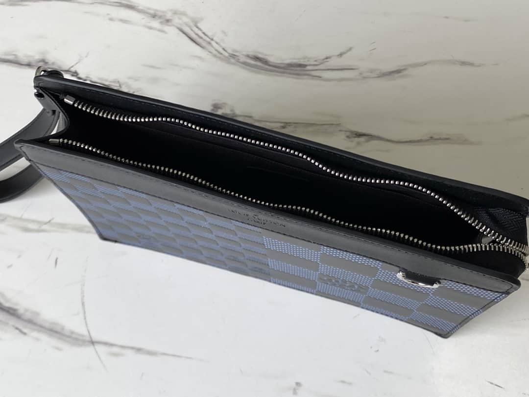 Louis Vuitton Damier 3D Cowhide Leather Standing Replica Pouch N60448