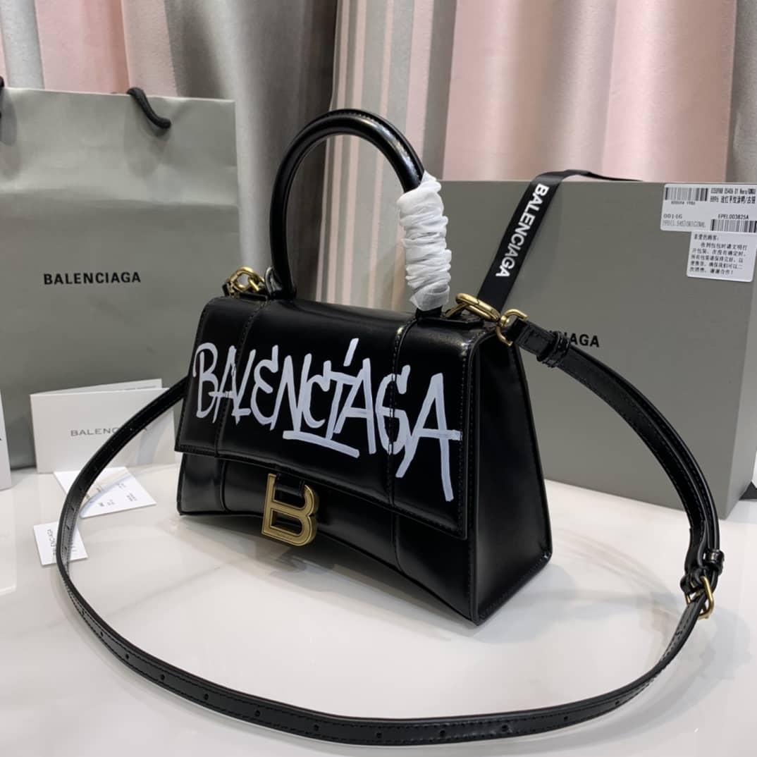 Balenciaga Hourglass Leather Top Handle Replica Bag