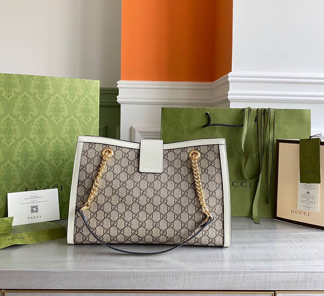 Gucci Padlock Medium GG Supreme Shoulder Bag Replica Gray White 479197