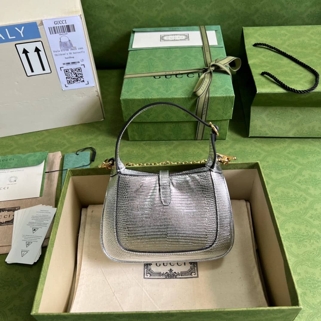 Gucci Jackie 1961 Mini Shoulder Bag Silver Leather 675799 Replica