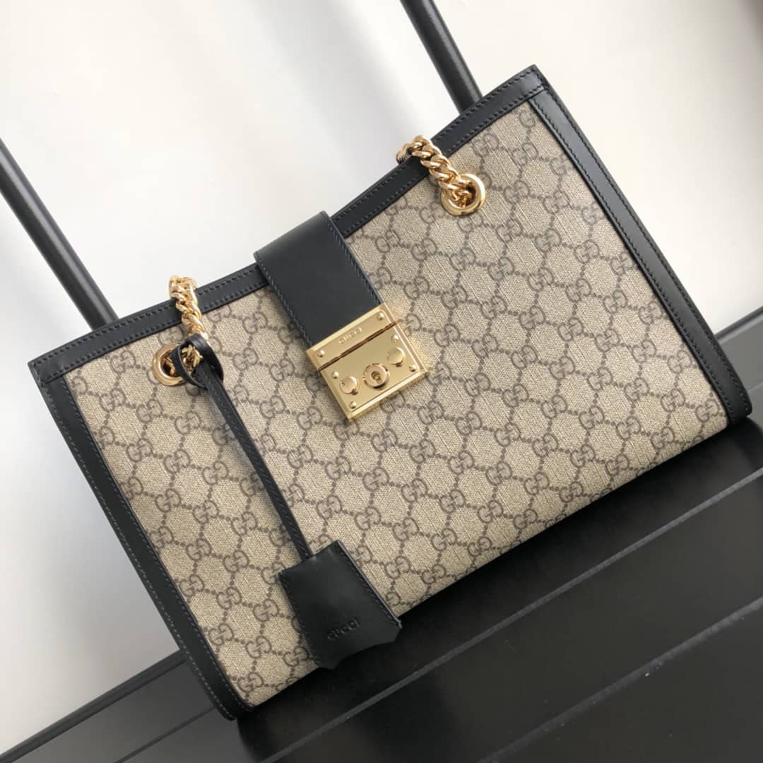 Gucci Padlock Medium GG Supreme Shoulder Bag Replica Brown Black 479197