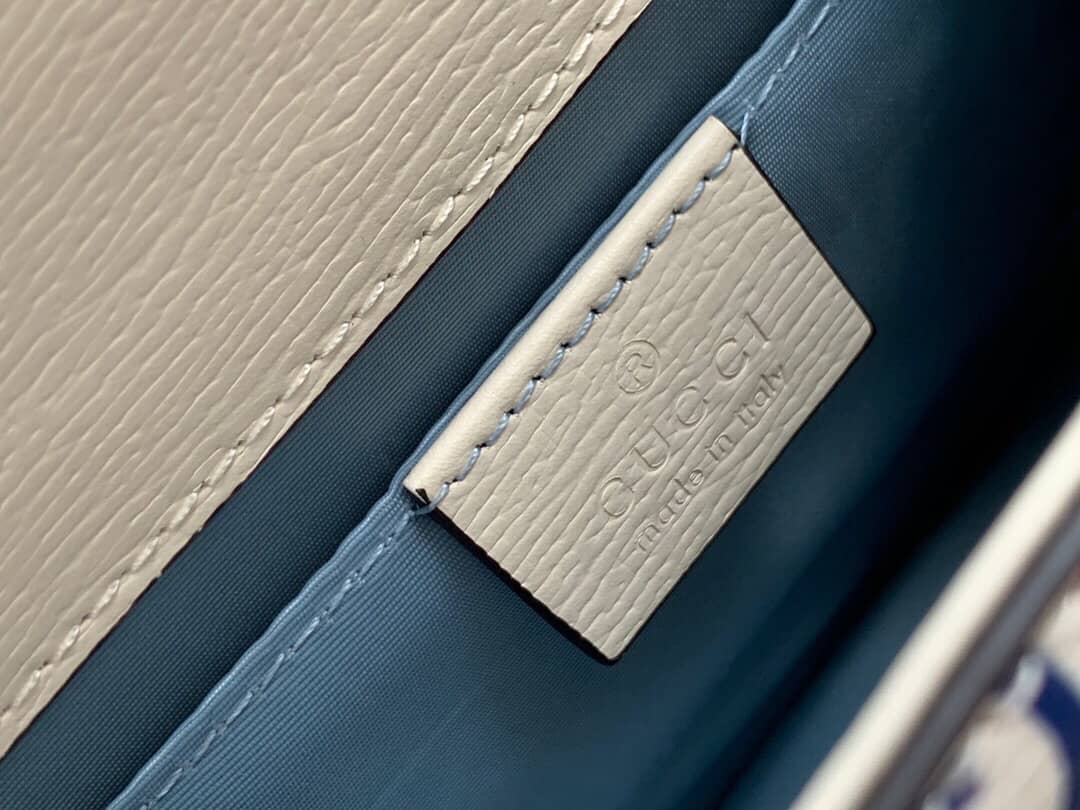 Gucci Sylvie Leather Mini Shoulder Bag Replica White Blue 470270