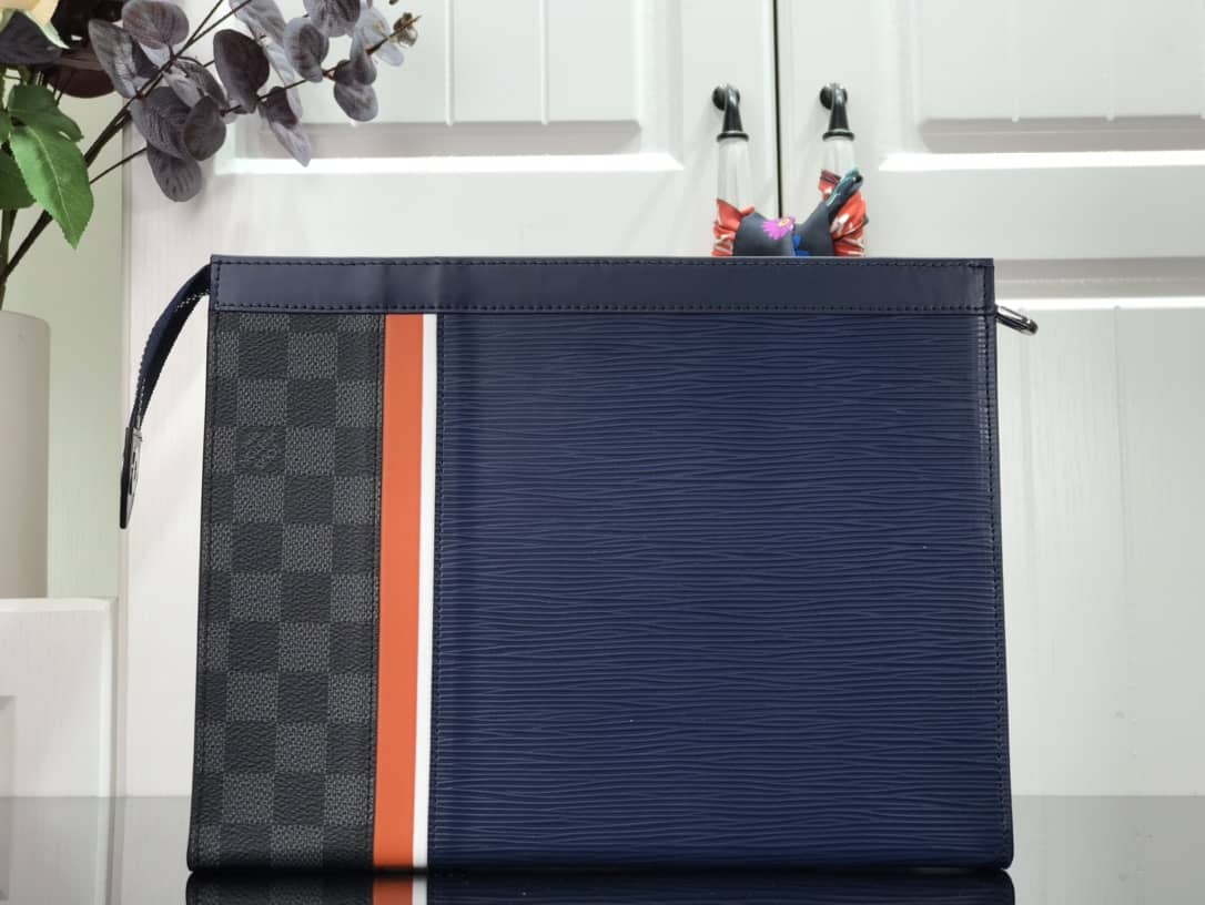 Louis Vuitton Replica Pochette Voyage MM Epi Damier Leather Blue M56827
