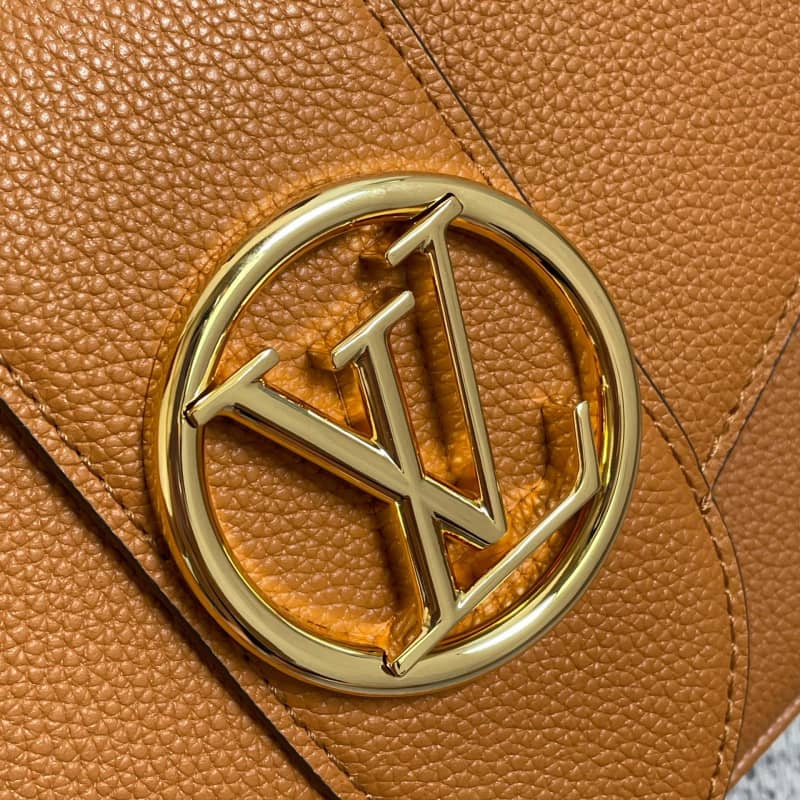 Louis Vuitton Pont 9 Soft MM Grained Calfskin Leather Replica Bag Orange M58968
