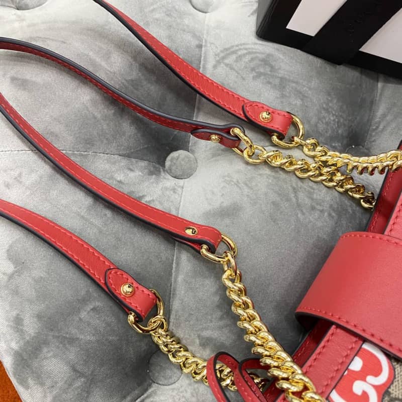 Gucci Padlock Small GG Supreme Canvas Shoulder Bag Replica Red 498156