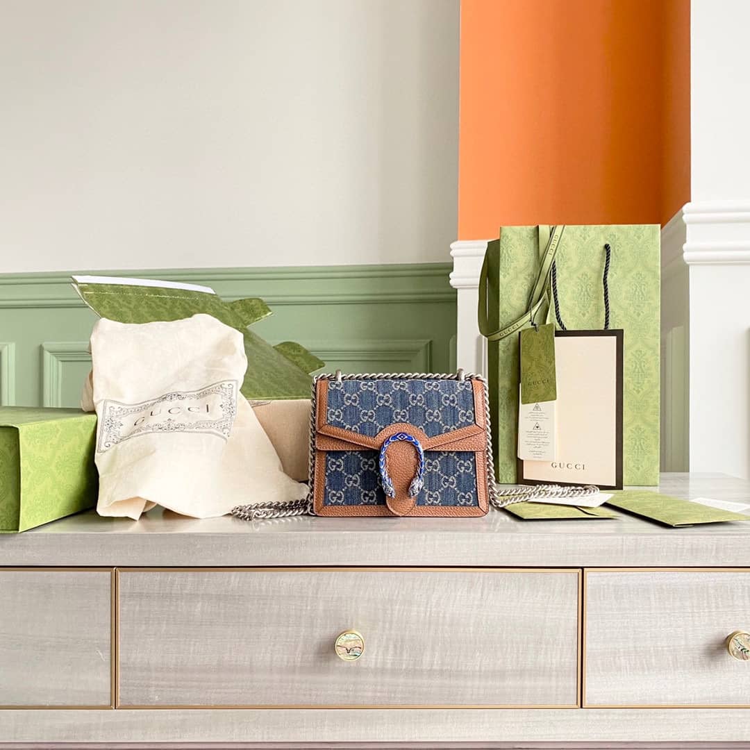 Gucci GG Supreme Dionysus 2way Mini Chain Shoulder Bag Replica Blue 421970