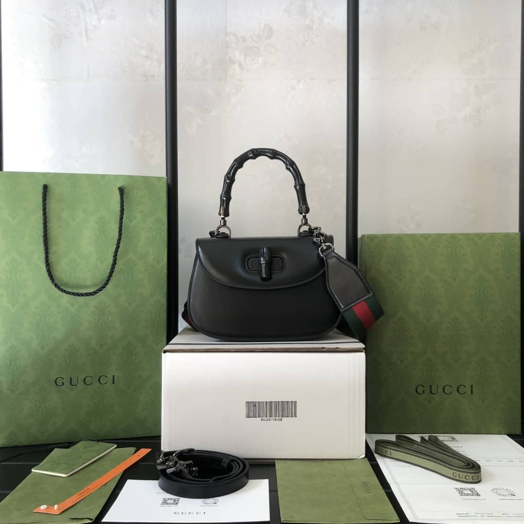 Gucci Bamboo 1947 Small Top Handle Bag 675797 Black Replica