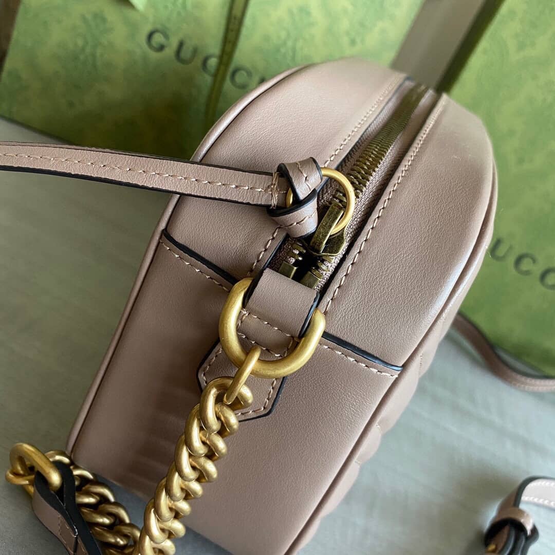 Gucci Handbag Dupes GG Marmont Small Shoulder Handbag Camera Bag Replica Pink 447632