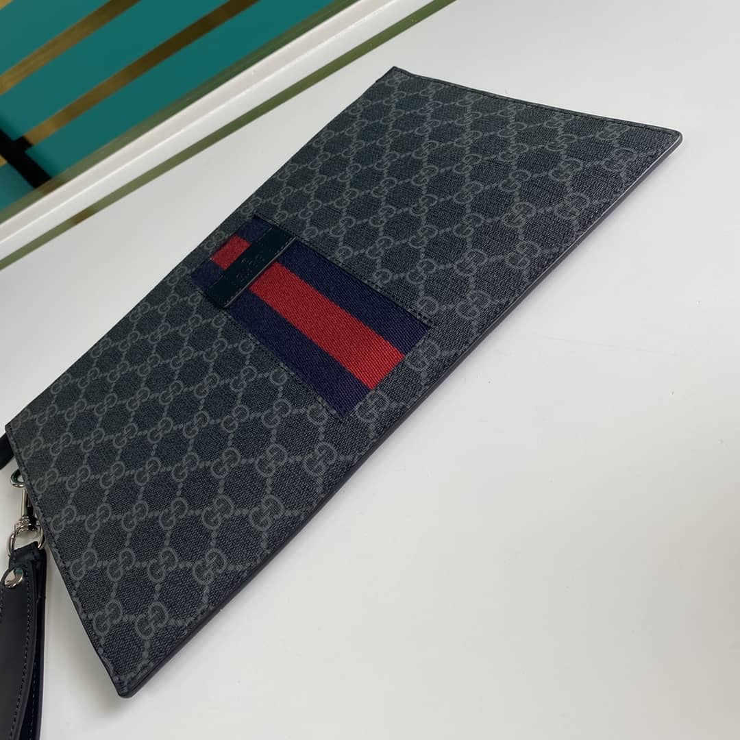 Gucci GG Supreme PVC Clutch Black Replica 433666