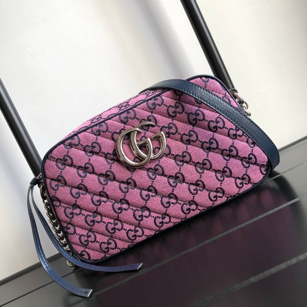 Gucci Handbag Dupes GG Marmont Small Shoulder Handbag Camera Bag Replica Pink 447632