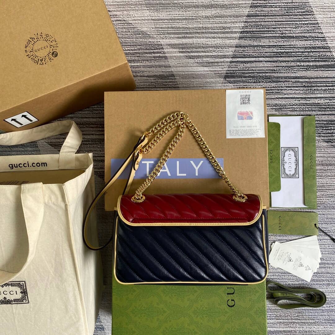 Gucci GG Marmont Matelasse Shoulder Bag Replica Red Blue 443497