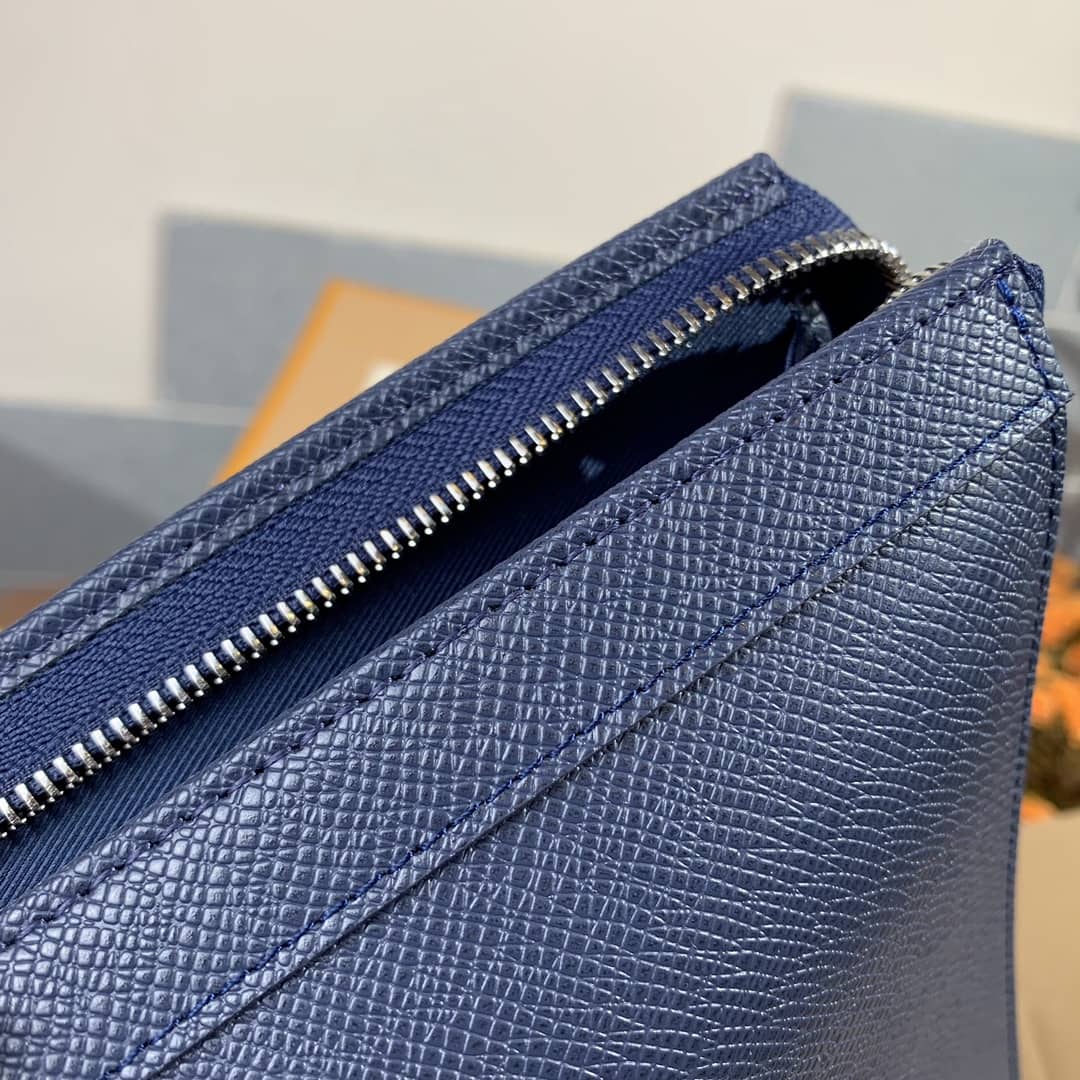 Louis Vuitton Pochette Voyage MM Taiga Leather Replica Handbag Blue M30677