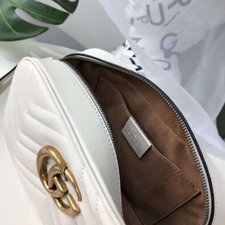 Gucci Handbag Dupes GG Marmont Small Shoulder Handbag Camera Bag Replica White 447632