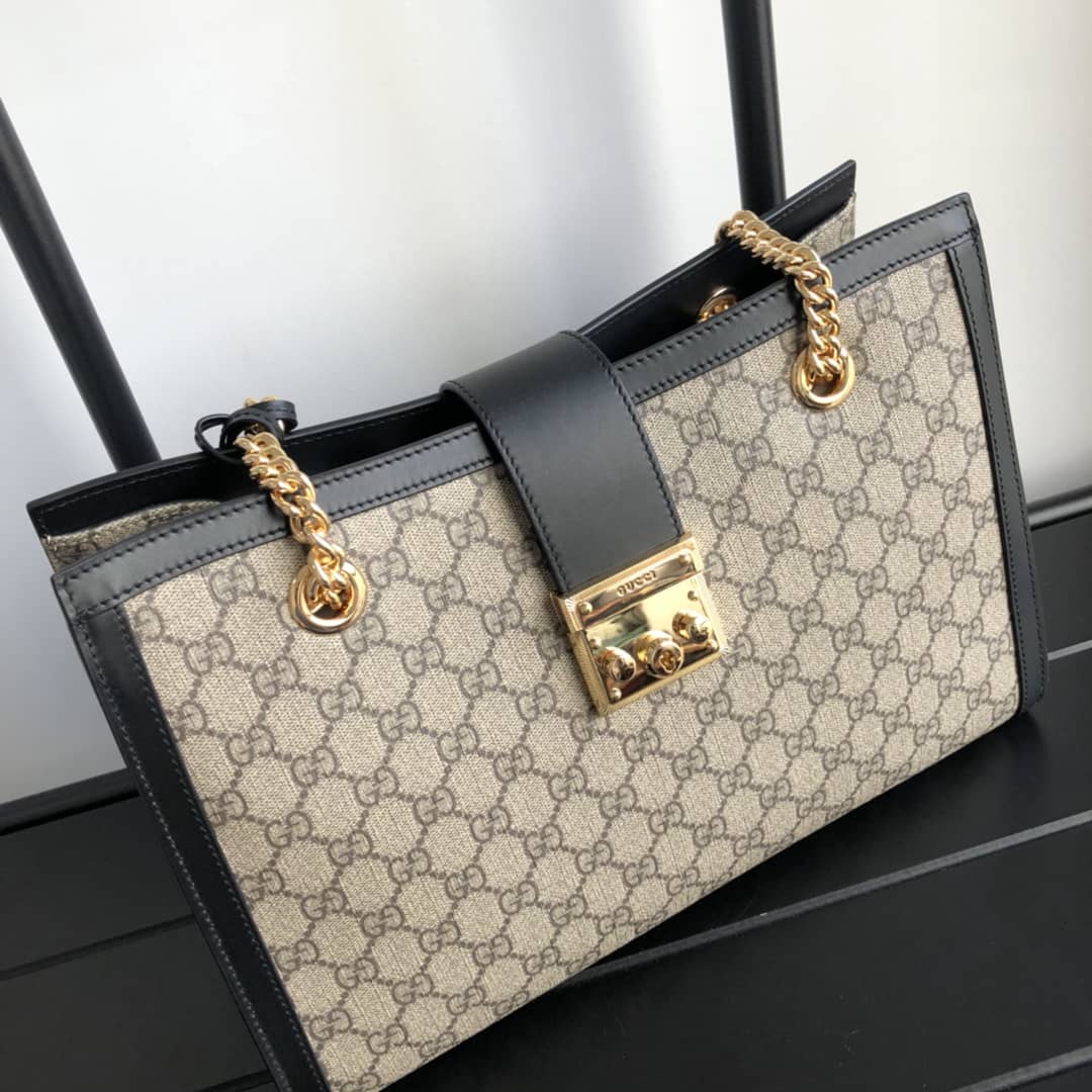 Gucci Padlock Medium GG Supreme Shoulder Bag Replica Brown Black 479197