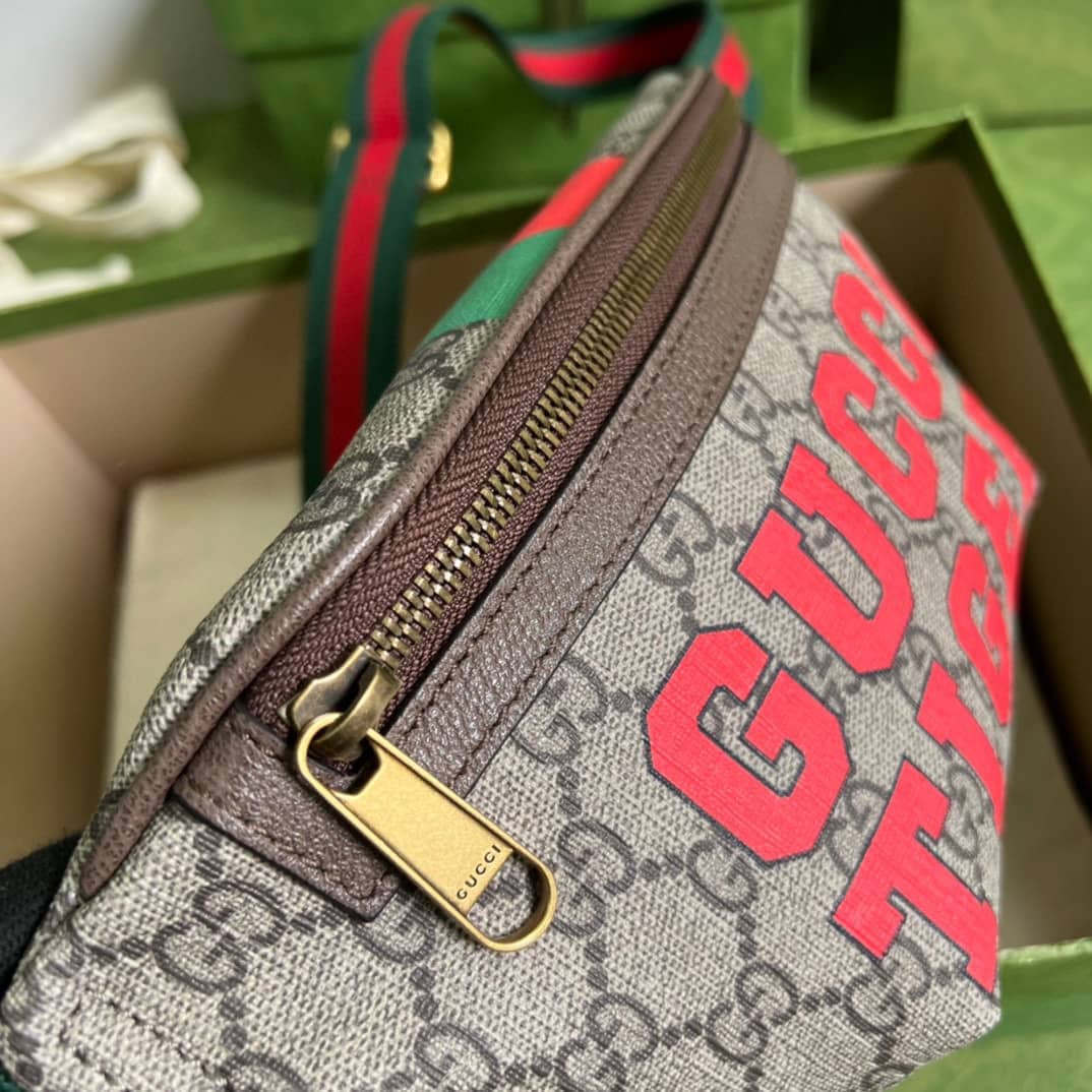 Gucci Supreme Canvas Tiger GG Belt Bag Beige Ebony 675181 Replica