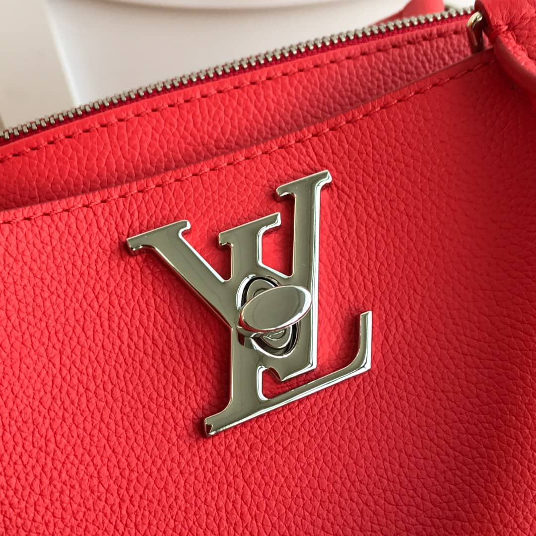Louis Vuitton Lockmeto Tote Leather Hand Bag Red M54569 Replica