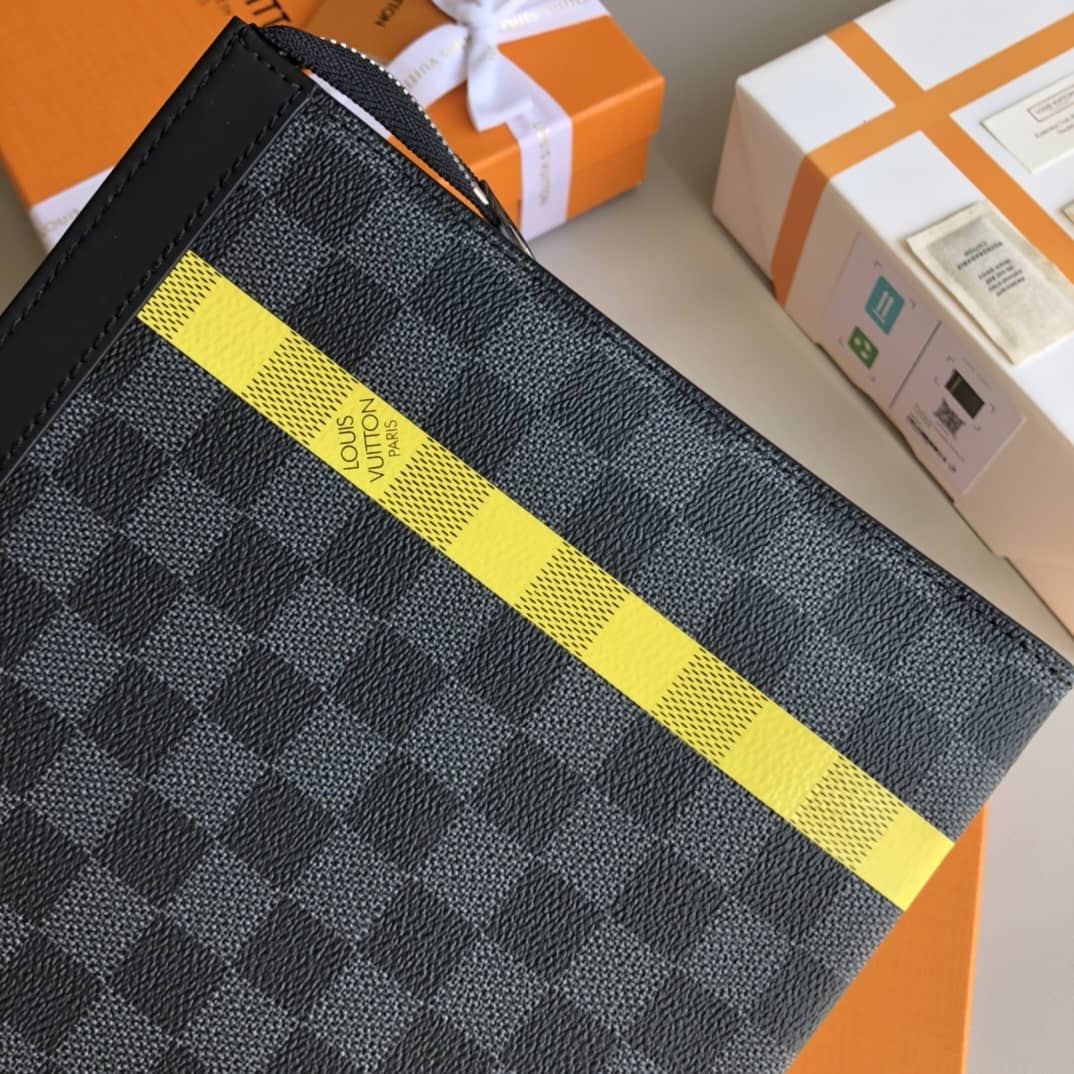 Louis Vuitton Stripe Replica Pochette Voyage MM Damier Graphite Yellow N60107