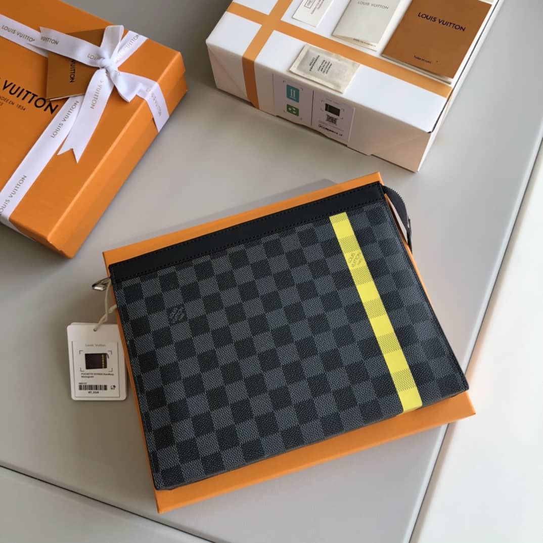 Louis Vuitton Stripe Replica Pochette Voyage MM Damier Graphite Yellow N60107