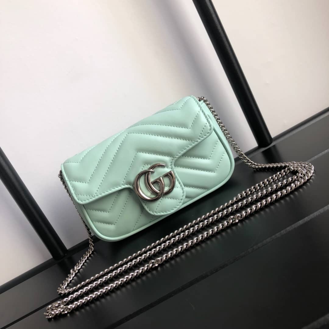 Gucci GG Marmont Matelasse Leather Mini Shoulder Bag Replica Green 476433