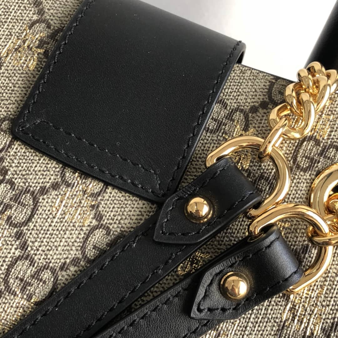 Gucci Padlock Small GG Supreme Canvas Shoulder Bag Replica Brown 498156
