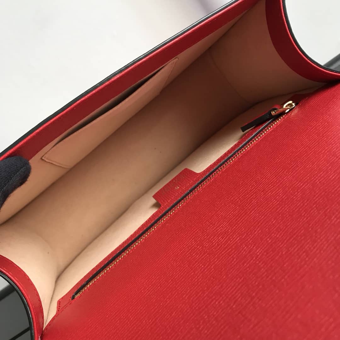 Gucci Sylvie Small Leather Shoulder Bag Replica Red 524405