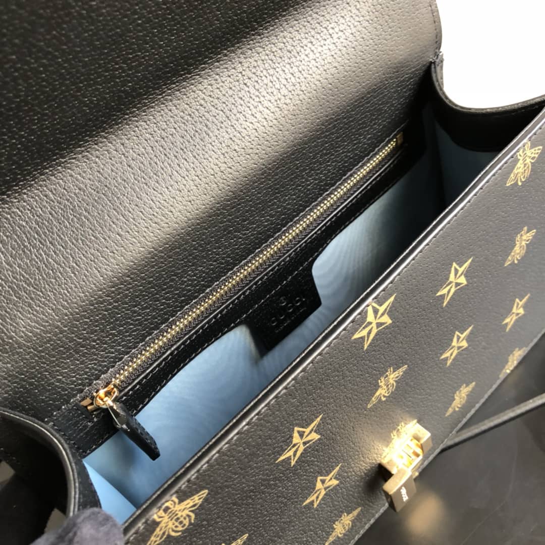 Gucci Sylvie Small Leather Shoulder Bag Replica Black 524405