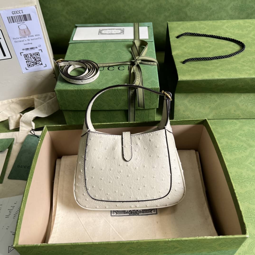 Gucci Jackie 1961 Ostrich Mini Hobo 637091 Replica Shoulder Bag