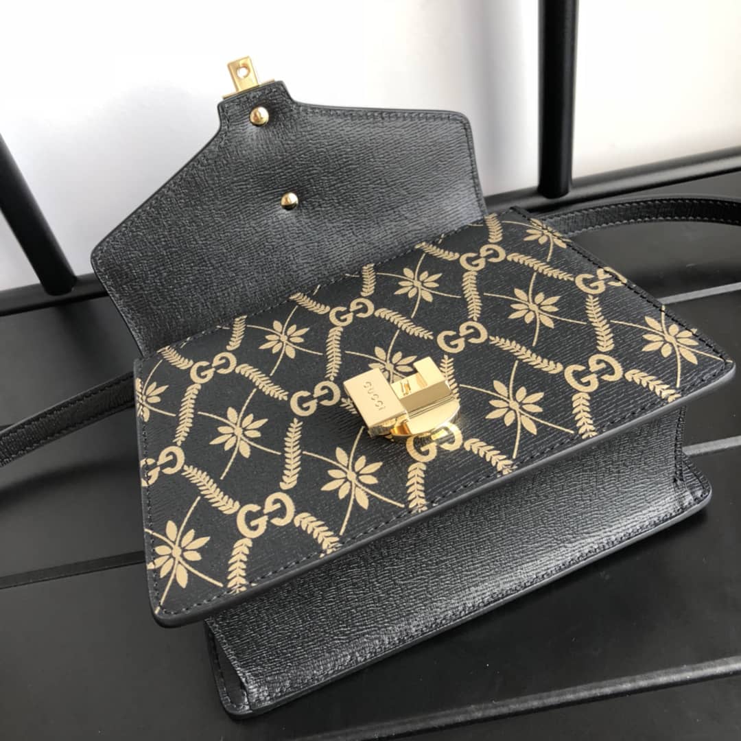 Gucci Sylvie Leather Mini Shoulder Bag Replica White Black 470270