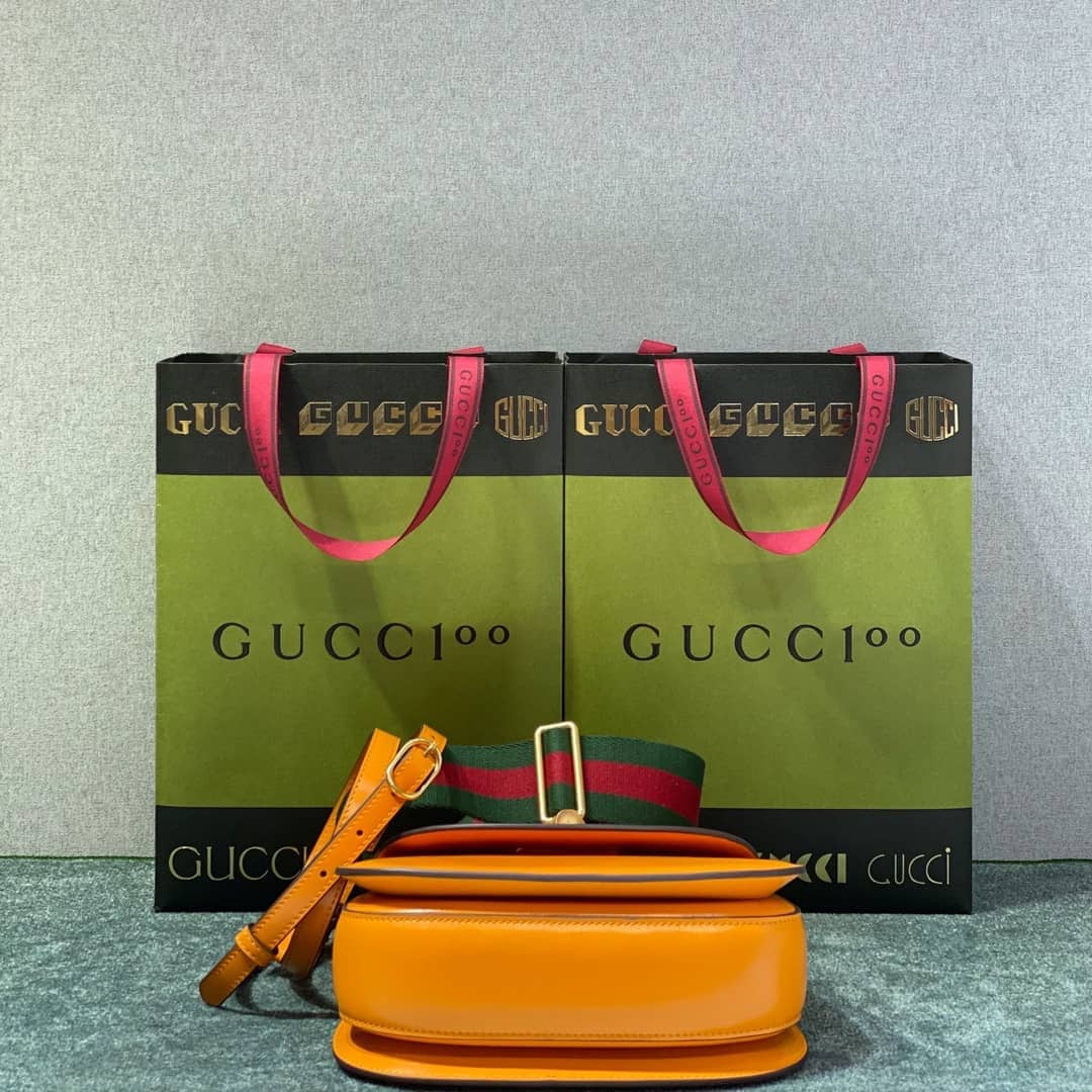 Gucci Bamboo 1947 Small Top Handle Bag 675797 Orange Replica