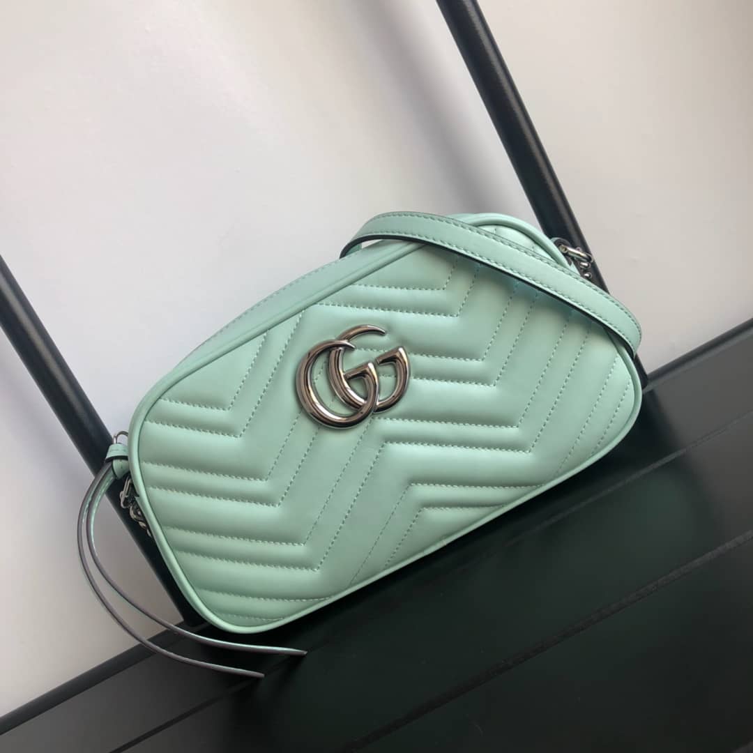 Gucci Handbag Dupes GG Marmont Small Shoulder Handbag Camera Bag Replica Green 447632