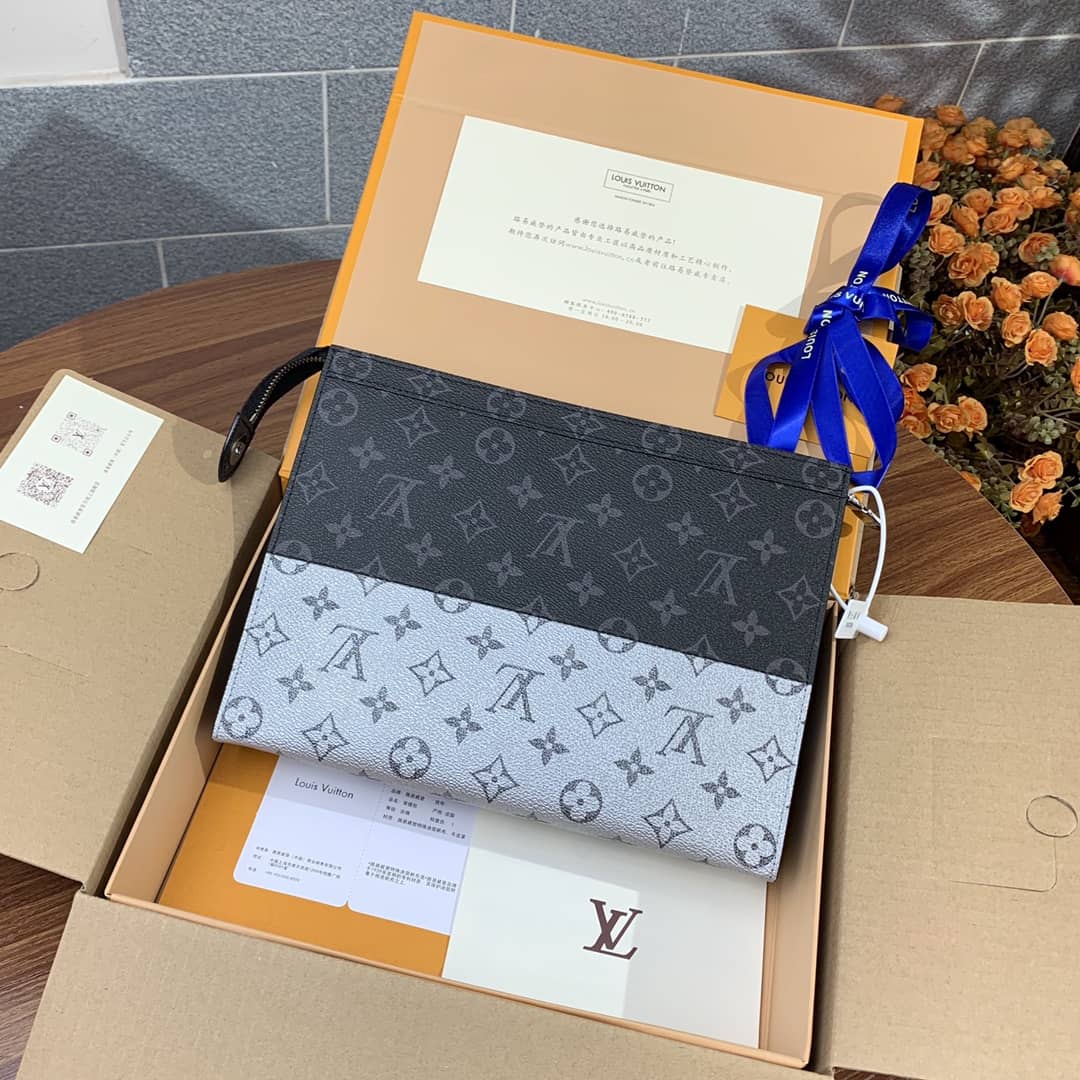Louis Vuitton Voyage MM Monogram Replica Pochette Black Gray M63039