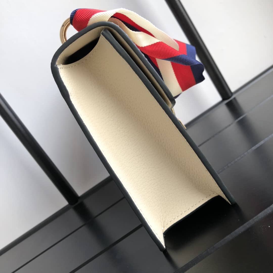 Gucci Sylvie Small Leather Shoulder Bag Replica White 524405