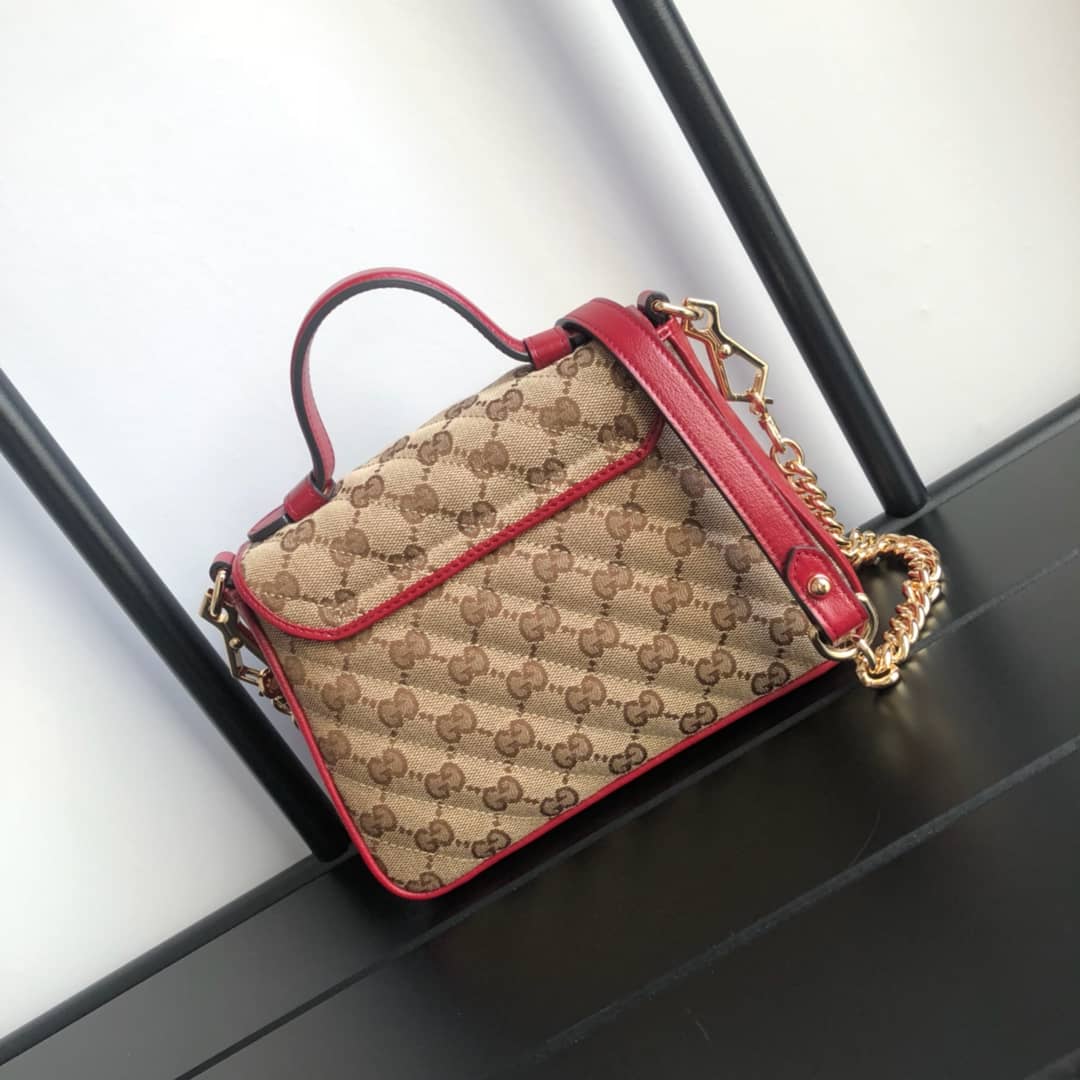 Gucci GG Marmont Mini Top Handle Bag Replica Red 583571