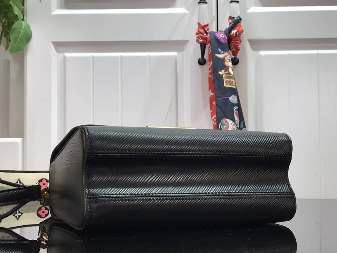 Louis Vuitton Twist MM Golden Lock Handle Epi Leather Replica Crossbody Bag Black M57506