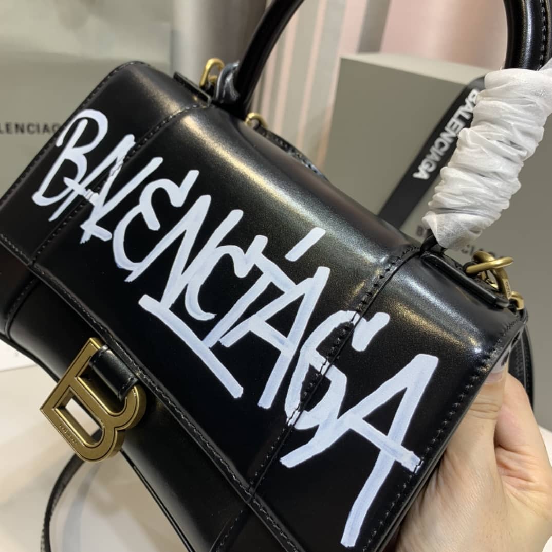 Balenciaga Hourglass Leather Top Handle Replica Bag