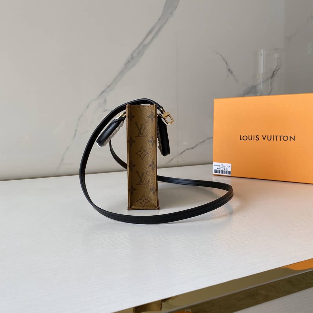 Louis Vuitton Monogram Petit Sac Plat 2Way Replica Shoulder Bag Brown M69442