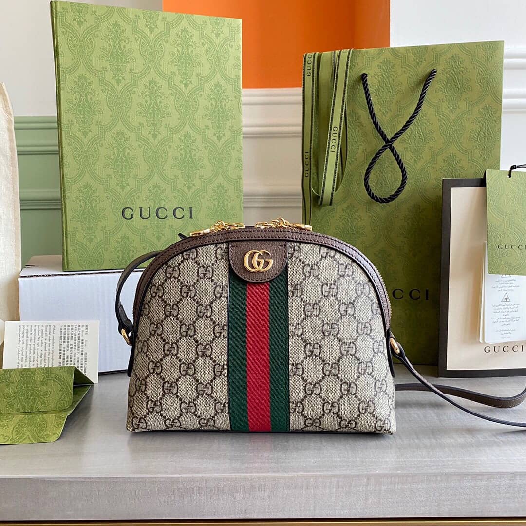 Gucci GG Supreme Ophidia Small Rounded Top Shoulder Bag Replica Brown 499621