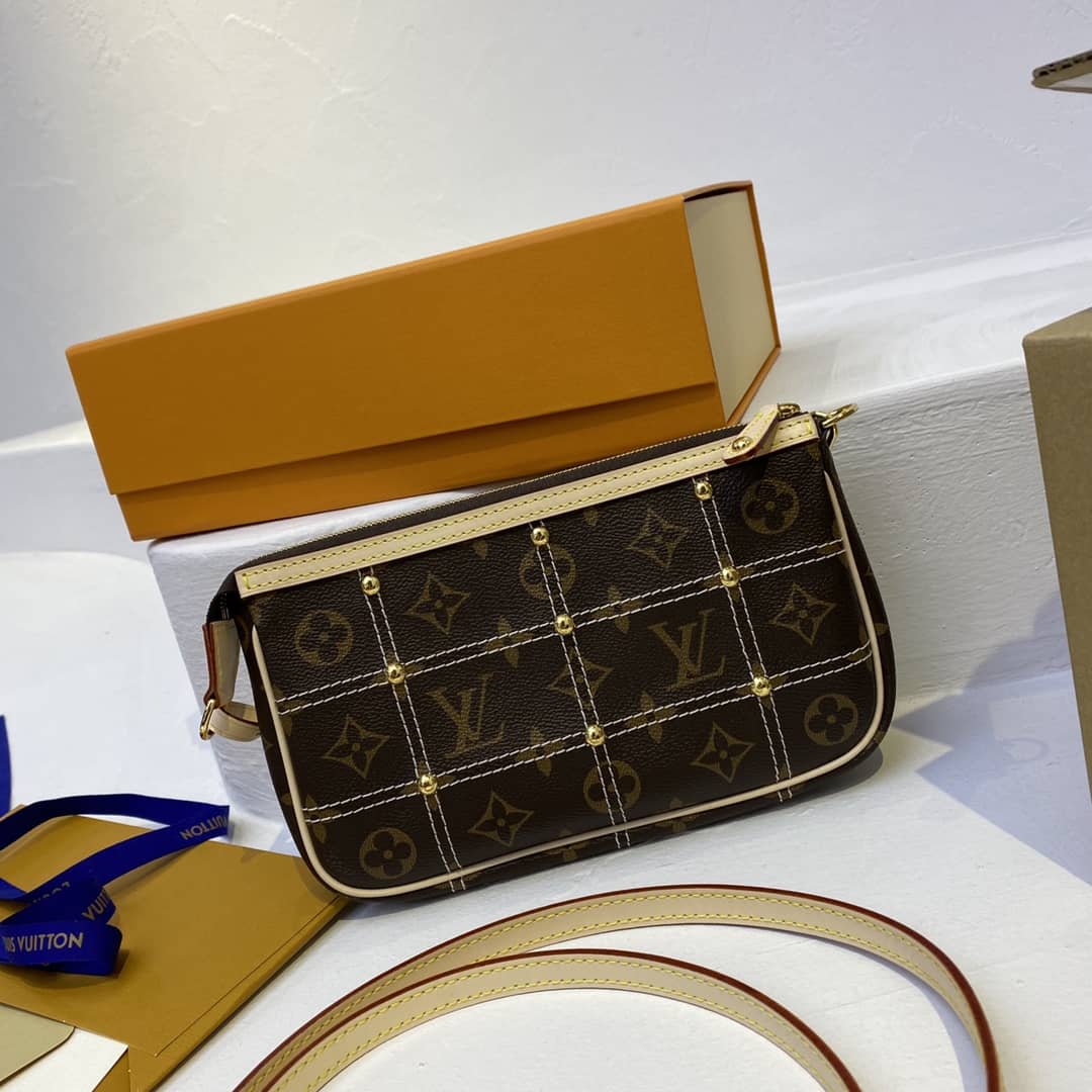 Louis Vuitton Pochette Dupe Monogram Riveting Accessories M51980 Brown