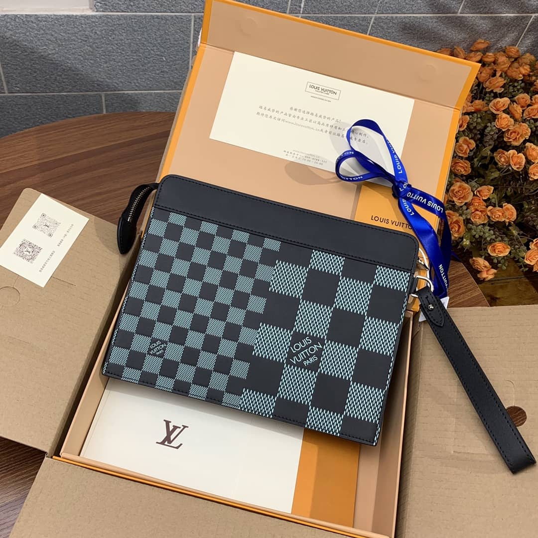 Louis Vuitton Standing Pouch Damier Infini Replica Green N60448