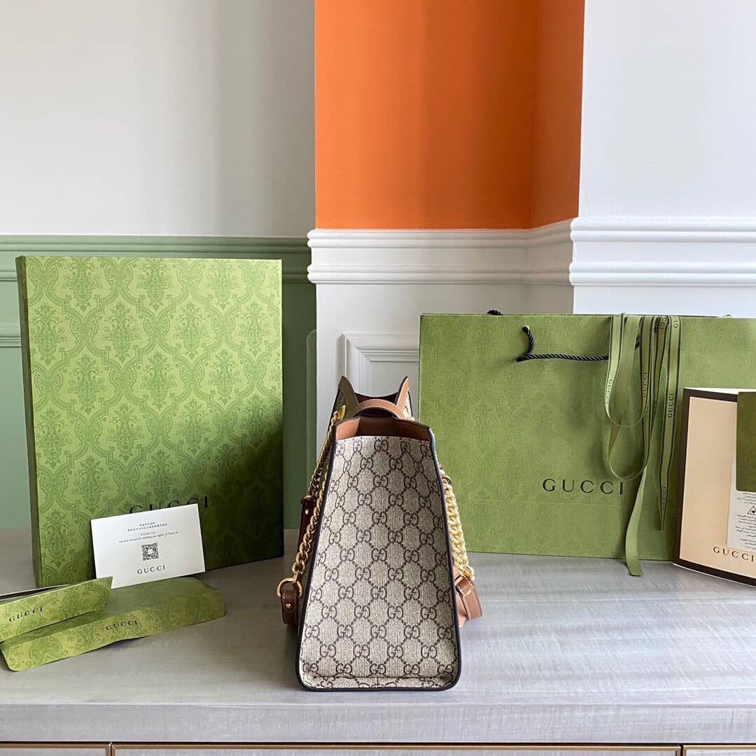 Gucci Padlock Medium GG Supreme Shoulder Bag Replica Gray Brown 479197
