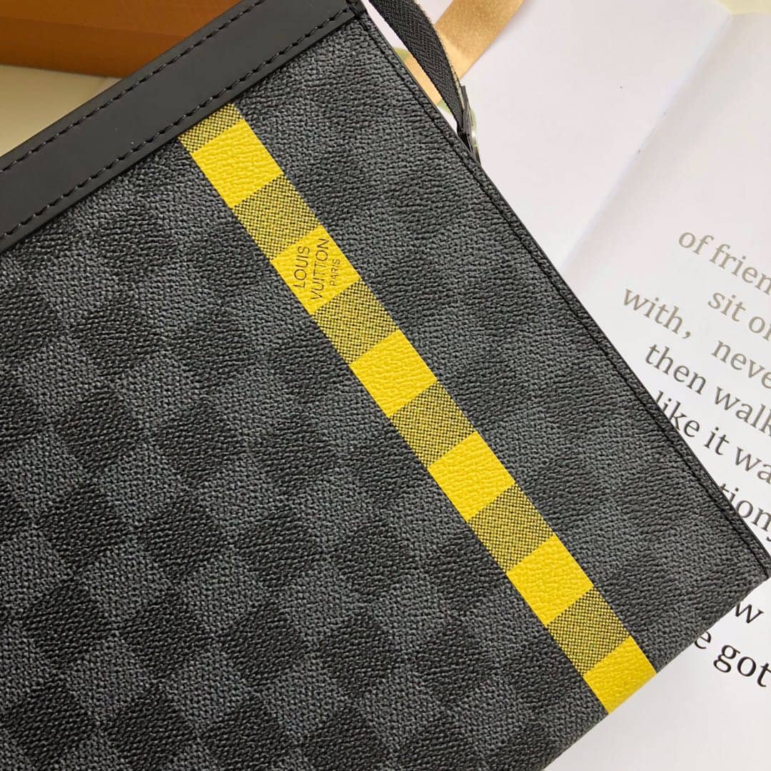 Louis Vuitton Stripe Replica Pochette Voyage MM Damier Graphite Yellow N60107