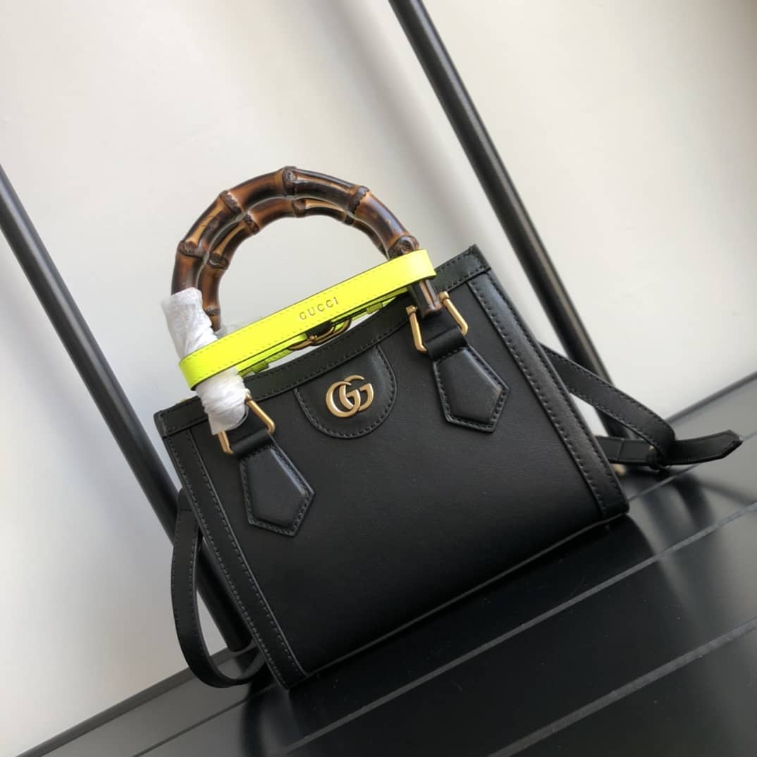 Gucci Diana Mini Bamboo Tote Bag Replica Black 655661