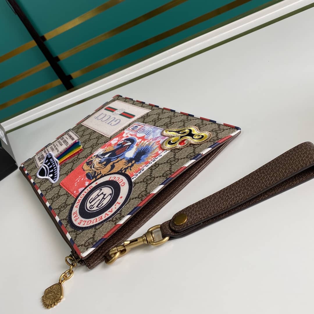 Gucci GG Supreme Monogram Courrier Zip Pouch Replica 473915