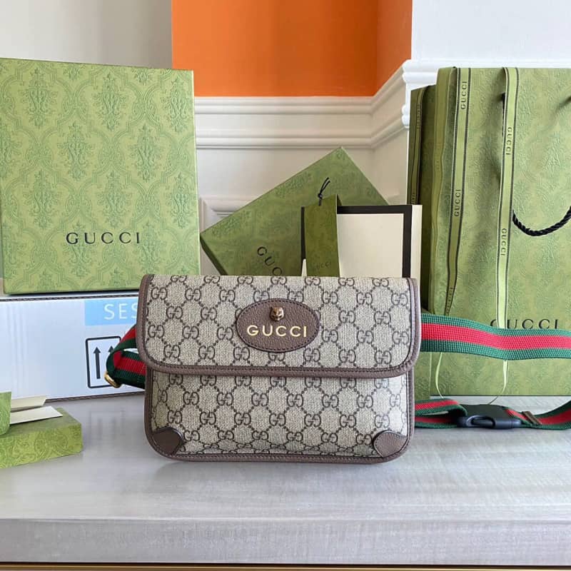 Gucci Neo Vintage GG Supreme Belt Bag Replica Brown 493930