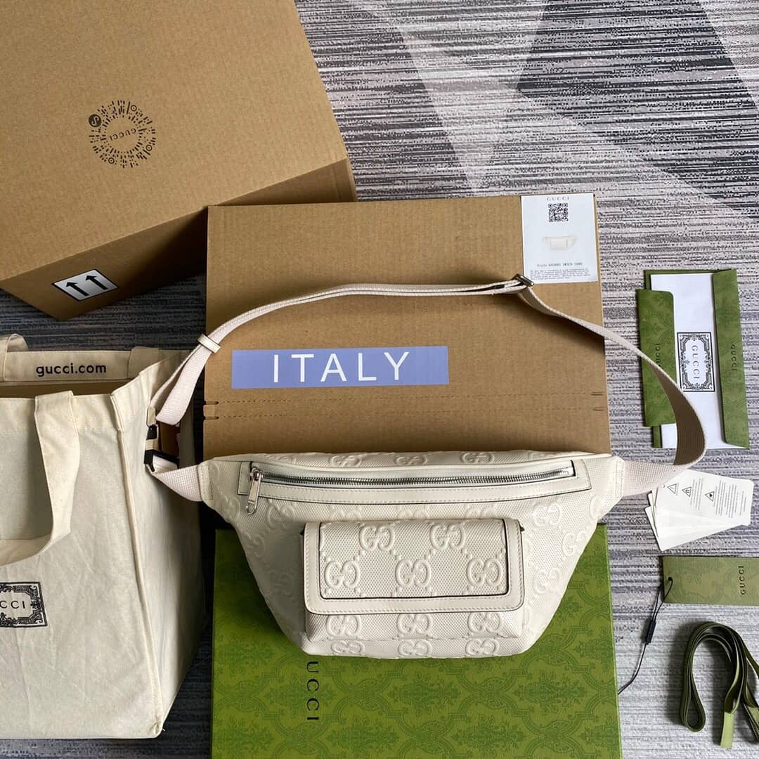 Gucci GG Embossed Belt Bag Replica White 645093